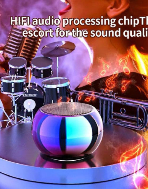 Mini Boost 4 Bluetooth Speaker 4D Mini Electroplating Round Steel Speaker - Multicolor - Pack of 1